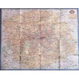 1934 London Transport quad-royal POSTER MAP "All Routes - Road & Rail". We think that this is the