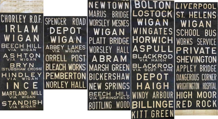 1970 (dated) Wigan Corporation bus DESTINATION BLIND. A complete, linen blind in very good, ex-use