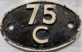 British Railways (Southern Region) cast-iron SHEDPLATE 75C from Norwood Junction 1950-66, then