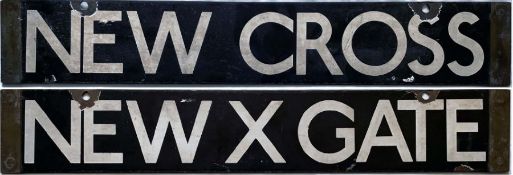 London Underground F-Stock or Q-Stock enamel DESTINATION PLATE 'New Cross / New X Gate' from the