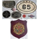 Selection (8) of Railway plates etc comprising cast-iron LNWR BRIDGE PLATE, 3 x cast-iron WAGON