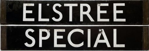 London Underground 1938-Tube Stock enamel CAB DESTINATION PLATE for Elstree / Special on the