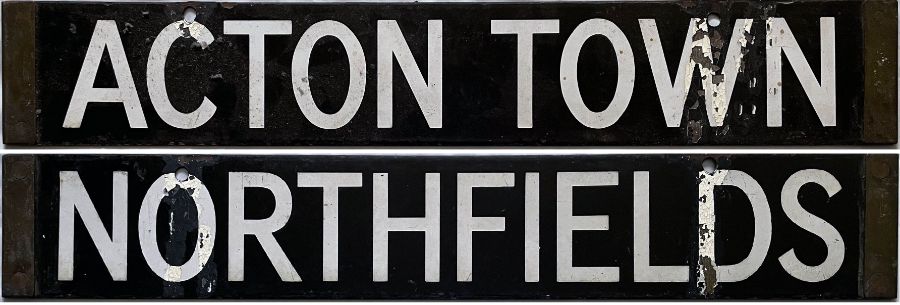 London Underground enamel CAB DESTINATION PLATE for Acton Town / Northfields which could have been