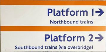 London Overground enamel SIGN Platform 1 northbound, Platform 2 southbound from Penge West (