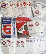 Large quantity (104) of London Underground diagrammatic, card POCKET MAPS dated from 1972-1989. Some