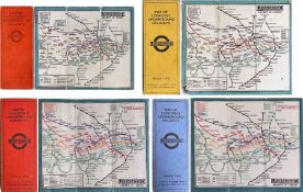 Selection (4) of London Underground Stingemore-designed linen-card POCKET MAPS comprising 1925 (11.