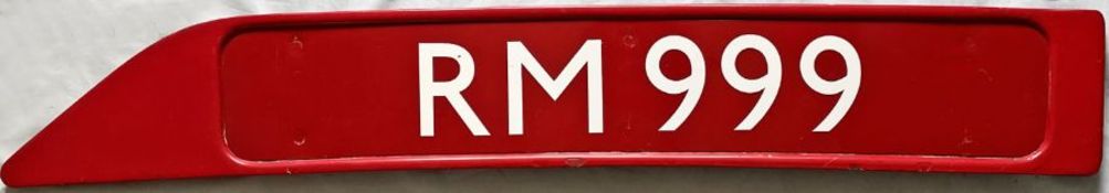 London Transport Routemaster BONNET FLEETNUMBER PLATE from RM 999, complete with backing panel.