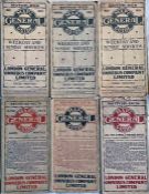 Selection (6) of WW1 London General Omnibus Co (LGOC) pocket MAPS comprising issues dated Nov
