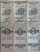 Selection (6) of pre-WW1 London General Omnibus Co (LGOC) pocket MAPS comprising issues dated