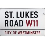 City of Westminster enamel STREET SIGN from St Lukes Road, W11, a residential street in Notting