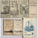 Selection (7) of LCC Tramways POCKET MAPS comprising issues dated May 1914, August 1914, January