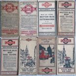 Selection (8) of WW1 and just after London General Omnibus Co (LGOC) pocket MAPS comprising issues