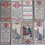 Selection (8) of WW1 and just after London General Omnibus Co (LGOC) pocket MAPS comprising issues