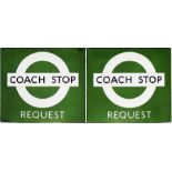 1950s/60s London Transport enamel COACH STOP FLAG (Request). A double-sided, hollow 'boat'-style