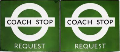 1950s/60s London Transport enamel COACH STOP FLAG (Request). A double-sided, hollow 'boat'-style