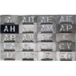 Large quantity (20) of London Transport bus garage STENCIL PLATES comprising examples from A (