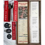 Selection (8) of London Transport bus stop items comprising 2 x full-depth TIMETABLE PANELS (one