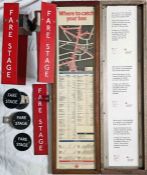 Selection (8) of London Transport bus stop items comprising 2 x full-depth TIMETABLE PANELS (one