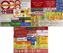 Large quantity (c155) of 1970s-80s London Transport mainly vinyl STICKERS for bus stops & vehicles