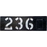 London Transport ROUTE NUMBER STENCIL PLATE for route 236 (Leyton to Finsbury Park) that would