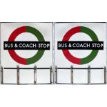 1950s/60s London Transport enamel BUS & COACH STOP FLAG (Compulsory), an E3 version with runners for