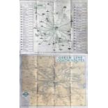 Pair of 1930s Green Line Coaches quad-royal POSTER MAPS. Most uncommon survivors. The first is pre-