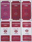 Selection (6) of WW2 London Underground diagrammatic, card POCKET MAPS comprising No 3 1939, No 1