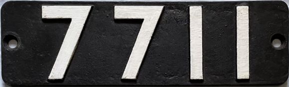 British Railways (Western Region) cast-iron SMOKEBOX NUMBERPLATE from Collett 57xx 0-6-0PT 7711