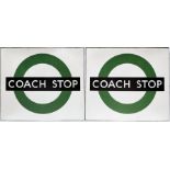 1950s/60s London Transport enamel COACH STOP FLAG (Compulsory). A double-sided, hollow 'boat'-