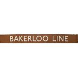 London Underground enamel PLATFORM SIGN 'Bakerloo Line'. These were/are located on the platforms