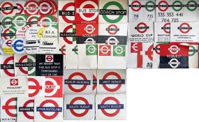 Large quantity (c135) of 1960s-80s London Transport bus stop (mainly) and Underground paper &