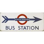 1950s-early 1960s London Transport enamel SIGN 'Bus Station' with a 'London Transport' bullseye