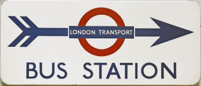 1950s-early 1960s London Transport enamel SIGN 'Bus Station' with a 'London Transport' bullseye