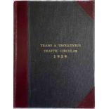 1939 officially-bound volume of London Transport Trams & Trolleybuses TRAFFIC CIRCULARS. Covers