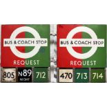1950s/60s London Transport enamel BUS & COACH STOP FLAG (Request), an E3 version with runners and