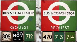 1950s/60s London Transport enamel BUS & COACH STOP FLAG (Request), an E3 version with runners and