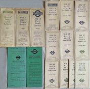 Selection (15) of 1932-onwards Green Line Coaches MAPS OF DAILY COACH SERVICES and staff-issue