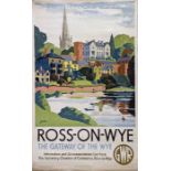 1930s Great Western Railway (GWR) double-royal POSTER 'Ross-on-Wye - the Gateway of the Wye' by