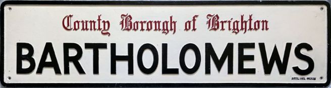 County Borough of Brighton alloy STREET SIGN from Bartholomews on the edge of Brighton's famous