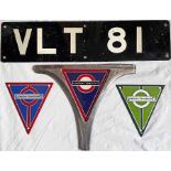 London Transport bus items (4) comprising a Routemaster GRILLE BADGE with surround, front