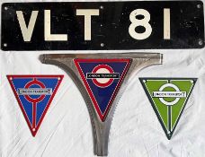 London Transport bus items (4) comprising a Routemaster GRILLE BADGE with surround, front