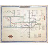 1947 London Underground quad-royal POSTER MAP by H C Beck. Interesting transitional issue now