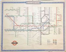1947 London Underground quad-royal POSTER MAP by H C Beck. Interesting transitional issue now