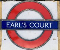 London Underground enamel PLATFORM ROUNDEL SIGN from Earl's Court Station on the District and