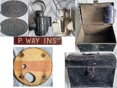 Small assortment (8 items ) of RAILWAYANA comprising 2 x LMS cast-iron BRIDGEPLATES '53' (