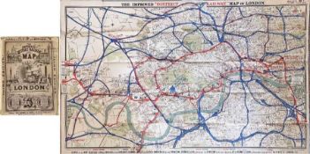 1884 'Improved' District Railway MAP OF LONDON, 3rd edition. A very early Underground map showing