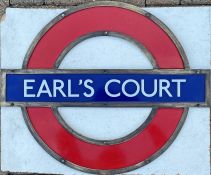 London Underground enamel PLATFORM ROUNDEL SIGN from Earl's Court Station on the District and