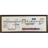 1961 London Underground Metropolitan Line CAR DIAGRAM from compartment stock, mounted behind acrylic