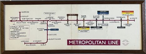 1961 London Underground Metropolitan Line CAR DIAGRAM from compartment stock, mounted behind acrylic