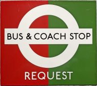 1940s/50s London Transport enamel BUS & COACH STOP FLAG (bus request, coach request). A single-sided